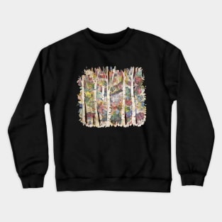 Birch Tree Forest and snow watercolor Crewneck Sweatshirt